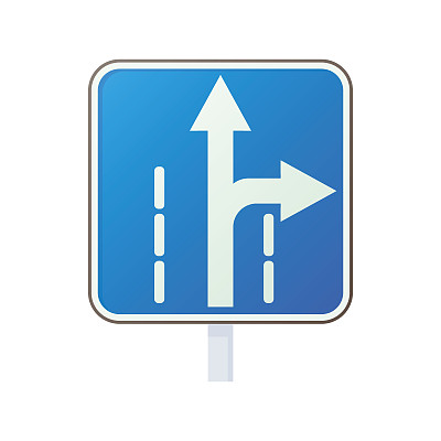 警告交通标志驾驶直行或右转图标图片下载