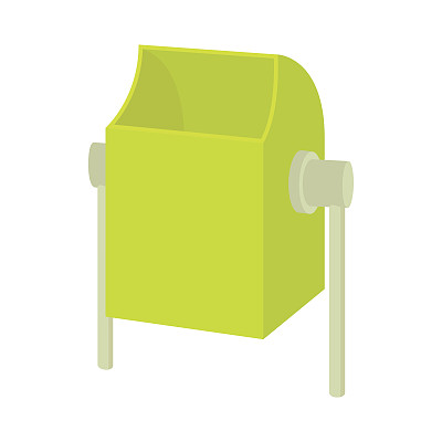 户外绿色垃圾桶图标，卡通风格图片下载