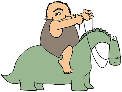 骑恐龙的穴居人图片下载