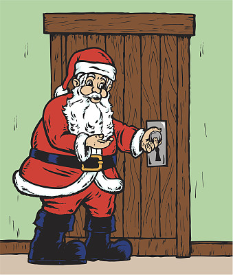 圣诞老人打开门图片下载