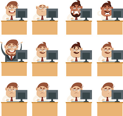 一组工作中的商人偶像图片下载