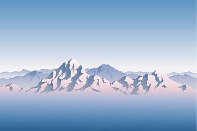 雪山山脉在早晨或傍晚的光图片下载