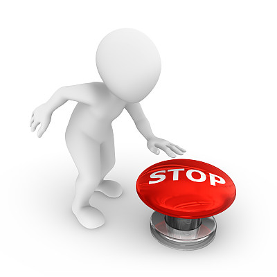3d人按下红色的大停止按钮。图片下载