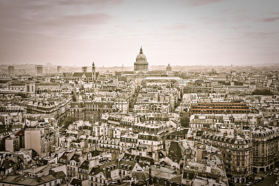 巴黎。城市的景色。黑白照片图片下载