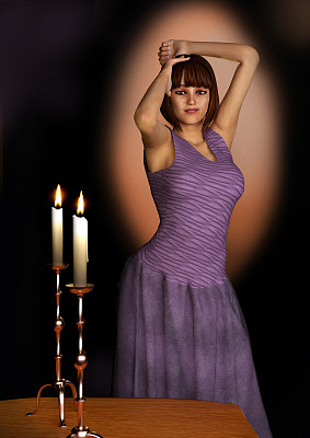 穿紫色长袍、点蜡烛的女人图片下载