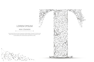 字母T低聚灰色图片下载