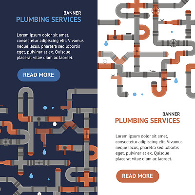 维修水管服务横幅套装。向量图片下载