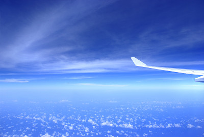 飞机机翼在天空中图片下载