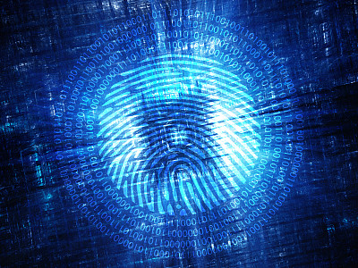 蓝色发光硬件与数字指纹图片下载