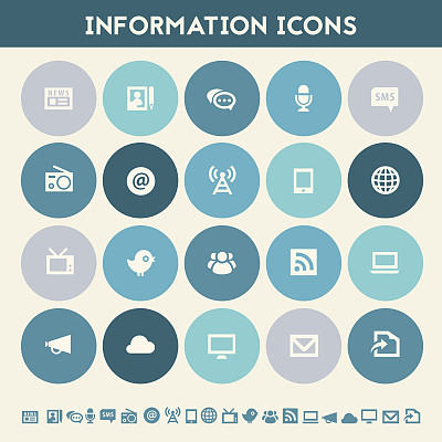 信息图标集。五彩缤纷的平坦的按钮图片下载