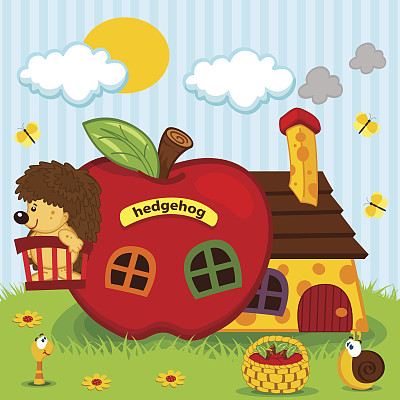 苹果屋里的刺猬图片下载