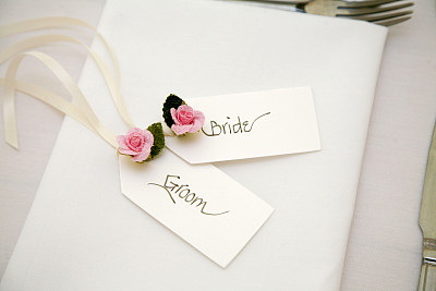 新娘和新郎用丝带标出的地名图片下载