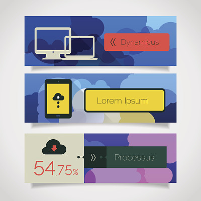 扁平的科技广告横幅图片下载