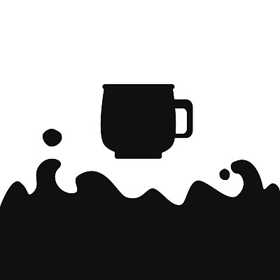 黑色和白色咖啡杯平面矢量插图与文字的地方图片下载