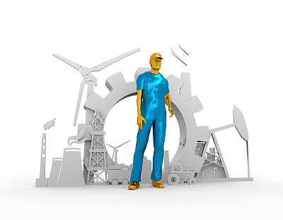 年轻人和工业等距图标集图片下载