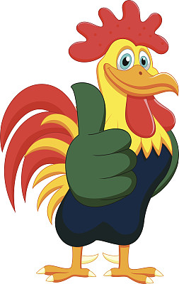 卡通公鸡竖起大拇指图片下载