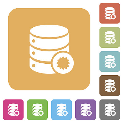 经过认证的数据库圆角正方形平面图标图片下载