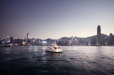 日落时的香港海港图片下载