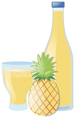 新鲜菠萝和果汁装瓶图片下载