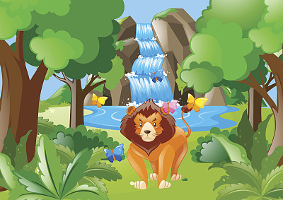 野生狮子生活在森林里图片下载