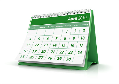 日历2010年4月。图片下载