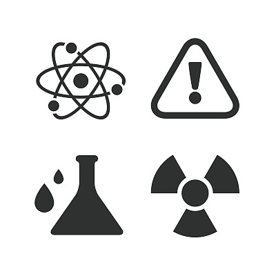 注意辐射图标。化学反应瓶图片下载