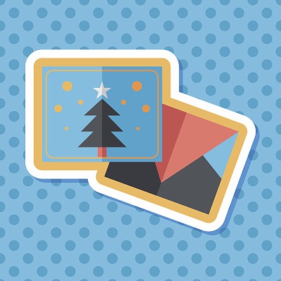 圣诞贺卡扁平图标与长影子，eps10图片下载