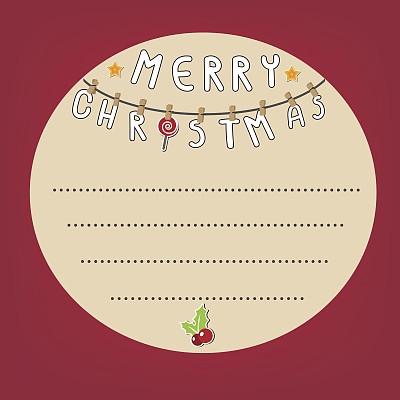 贺卡圣诞循环文本框红色背景。向量eps10插图图片下载