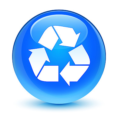 回收图标玻璃青蓝圆形按钮图片下载