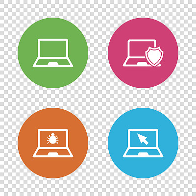 笔记本电脑图标。病毒或软件错误。图片下载