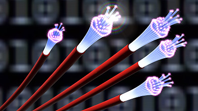 光纤电缆或光纤的三维插图图片下载