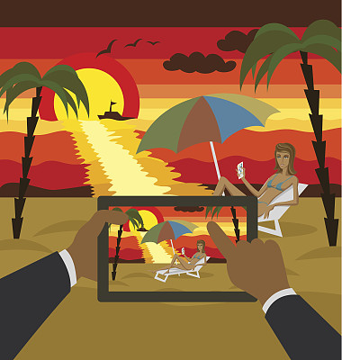 矢量户外卡通海洋景观图片下载