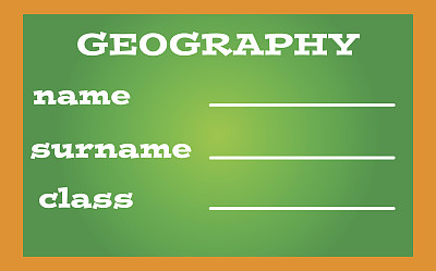 标签书地理上的绿色背景。矢量插图。图片下载