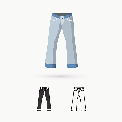 前面，后面和侧视图的男人的牛仔裤图片下载