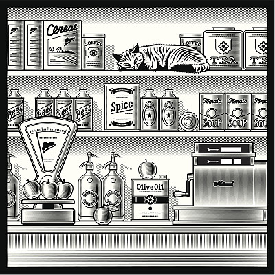 复古商店的黑白图片下载