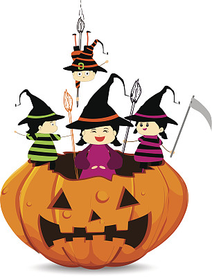 孩子们穿着各种各样的万圣节服装图片下载