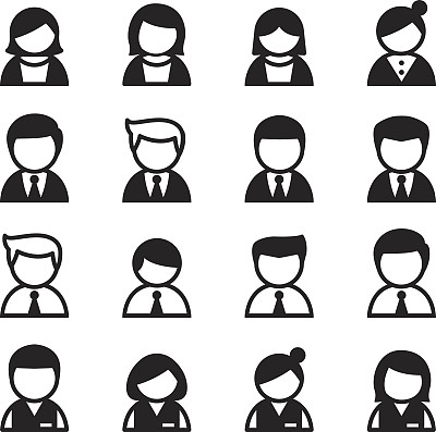 用户，男人，女人，商人图标集图片下载