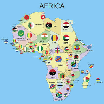 非洲-地图上的旗帜图片下载