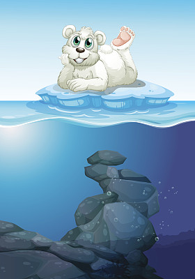 北极熊和水下的场景图片下载