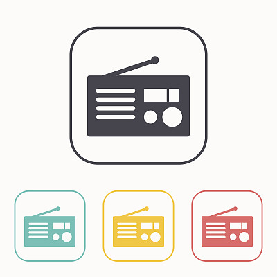 复古无线电矢量颜色图标设置图片下载