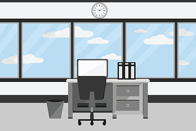 室内办公室设计，电脑及配件设计。向量和插图图片下载