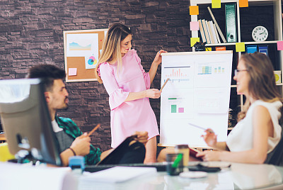 女商人向同事介绍未来的计划图片下载