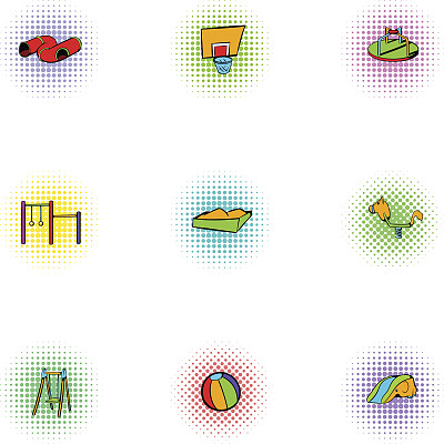 儿童摇摆图标集，波普艺术风格图片下载