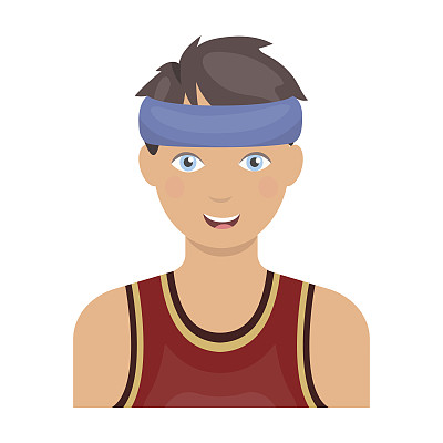 年轻的篮球运动员，卡通风格篮球图标矢量素材图片下载