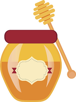 玻璃罐装满蜂蜜罐子和木棒向量图片下载