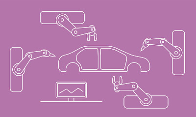 细线式汽车装配线。图片下载