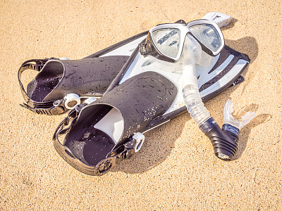 一套鳍通气管和面罩图片下载