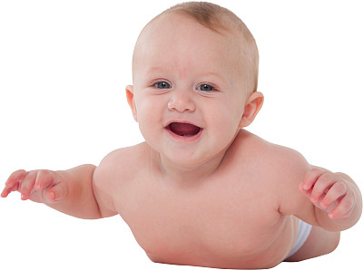 可爱的小男孩俯卧着微笑图片下载