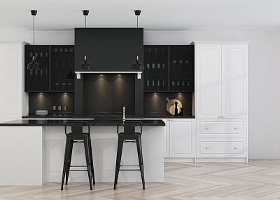 现代厨房内部。3 d渲染。图片下载