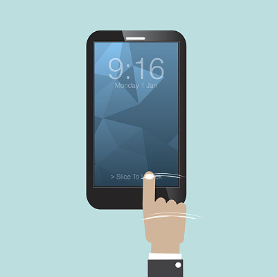 滑动解锁智能手机。图片下载